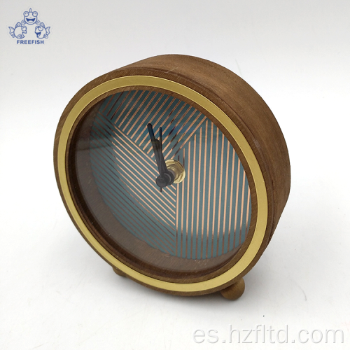 Reloj de escritorio vintage redondo de madera